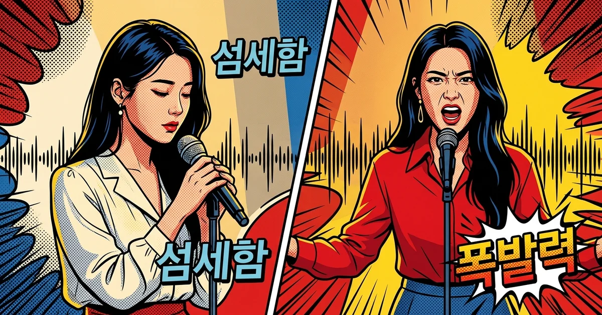 섬세함과 폭발력을 동시에 보여주는 알리 목소리의 특징을 표현한 분할 이미지