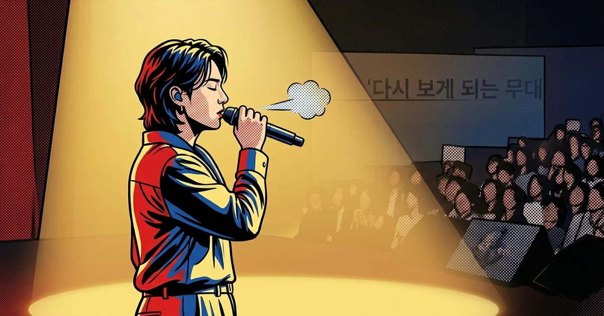 고음을 올리기 직전의 정적과 호흡이 살아 있는 알리 라이브 무대 이미지