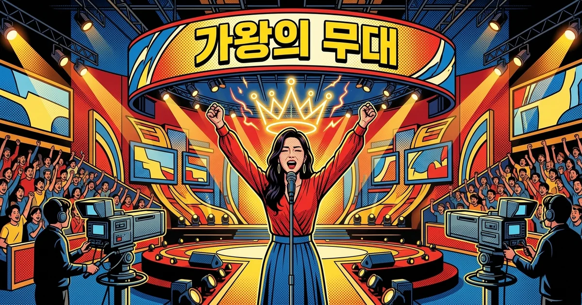 방송 경연 무대에서 가왕 이미지를 떠올리게 하는 알리 콘셉트 이미지
